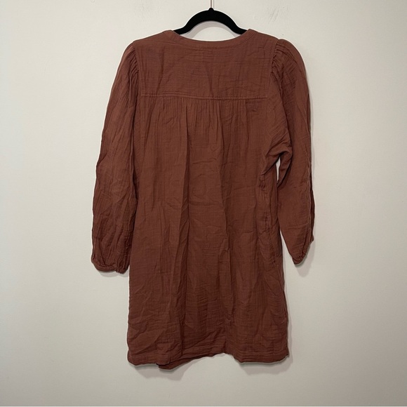 Old Navy Women’s Brown Long Sleeve Gauze Tunic Mini Dress Size S 100% Cotton - Picture 10 of 12